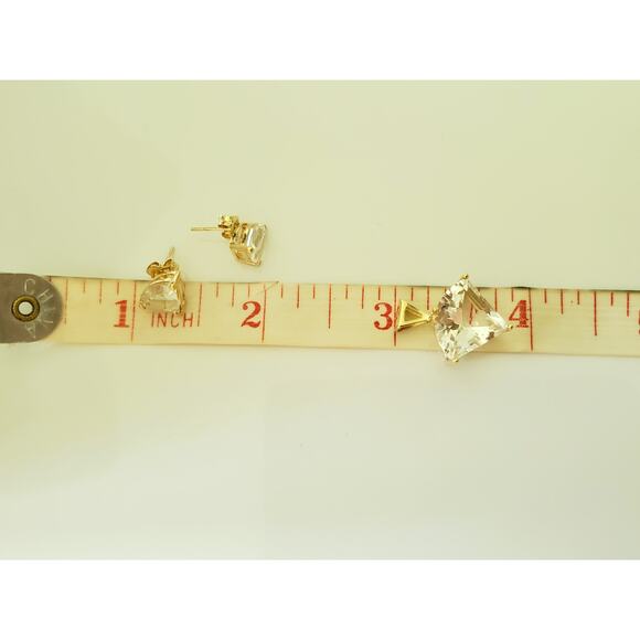 Vintage 14K Gold Triangle Crystal Zirconia Earring and Pendant Set - Picture 7 of 8